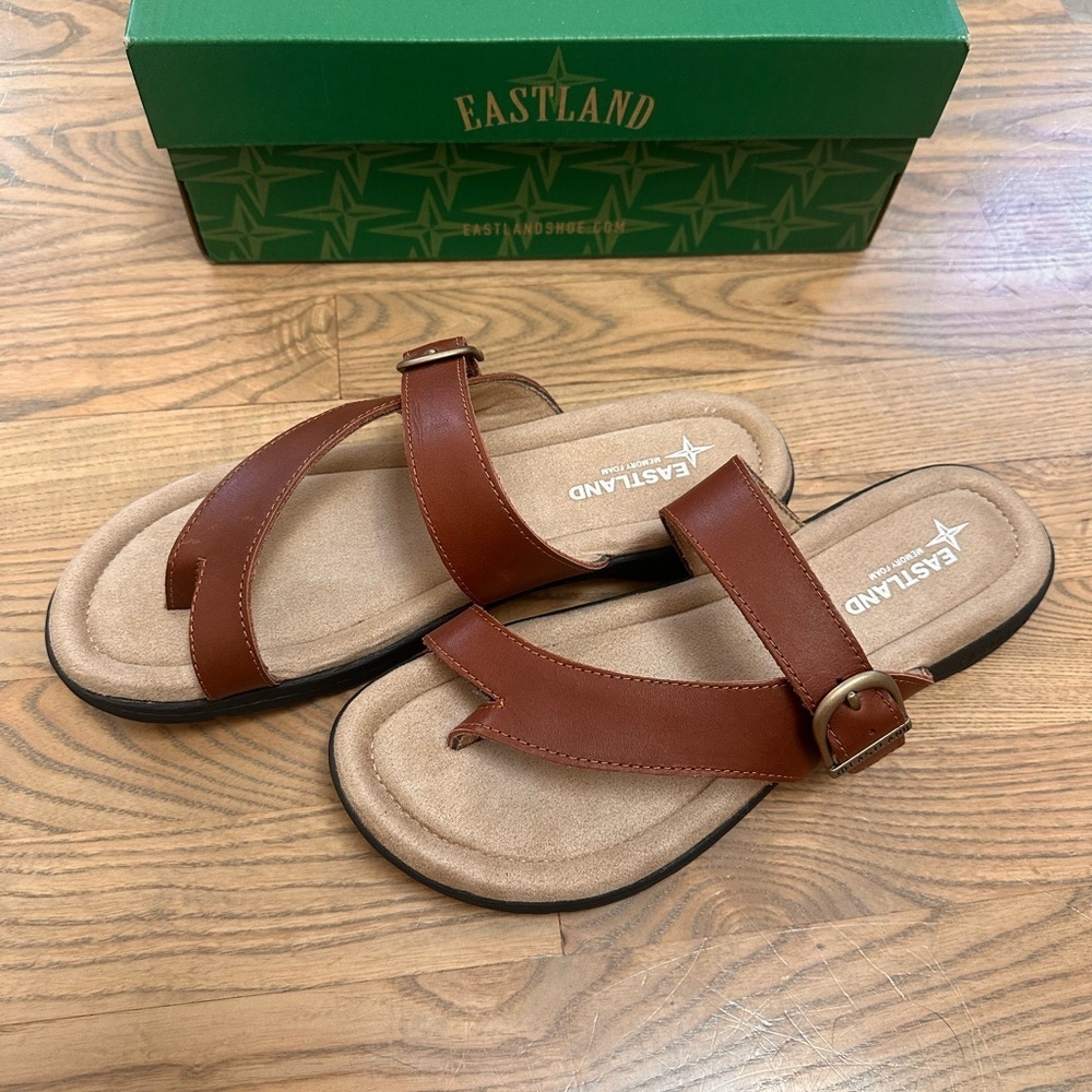Eastland Brown Leather Tahiti II Memory Foam Women's Sandals 11W *NEW IN BOX* - Picture 3 of 6